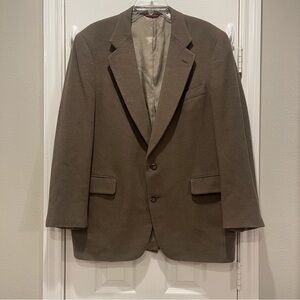 Vtg Jos A Bank Blazer Mens Large Brown 100% Camel Hair Lined Sport Coat Button